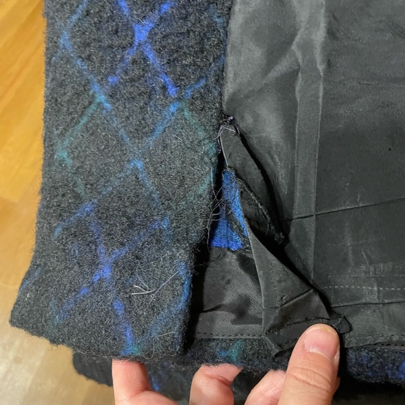 Vintage 50s Tygier Black Plaid Wool Cocoon Swing Full Length Coat L-Xl - Picture 7 of 7